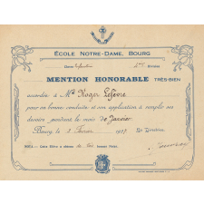 Ecole Notre-Dame de Bourg - Mention honorable, très bien.