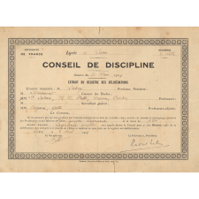 Billet de félicitations du Conseil de Discipline du Lycée de Laon.