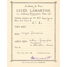 Mentions obtenues par Melle Marie-Thérèse Lavigne.