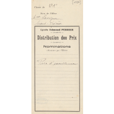 Distribution des prix. Nominations obtenues par l'élève.