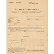 Contrat d'apprentissage pour l'agriculture ou l'horticulture et les professions connexes.
