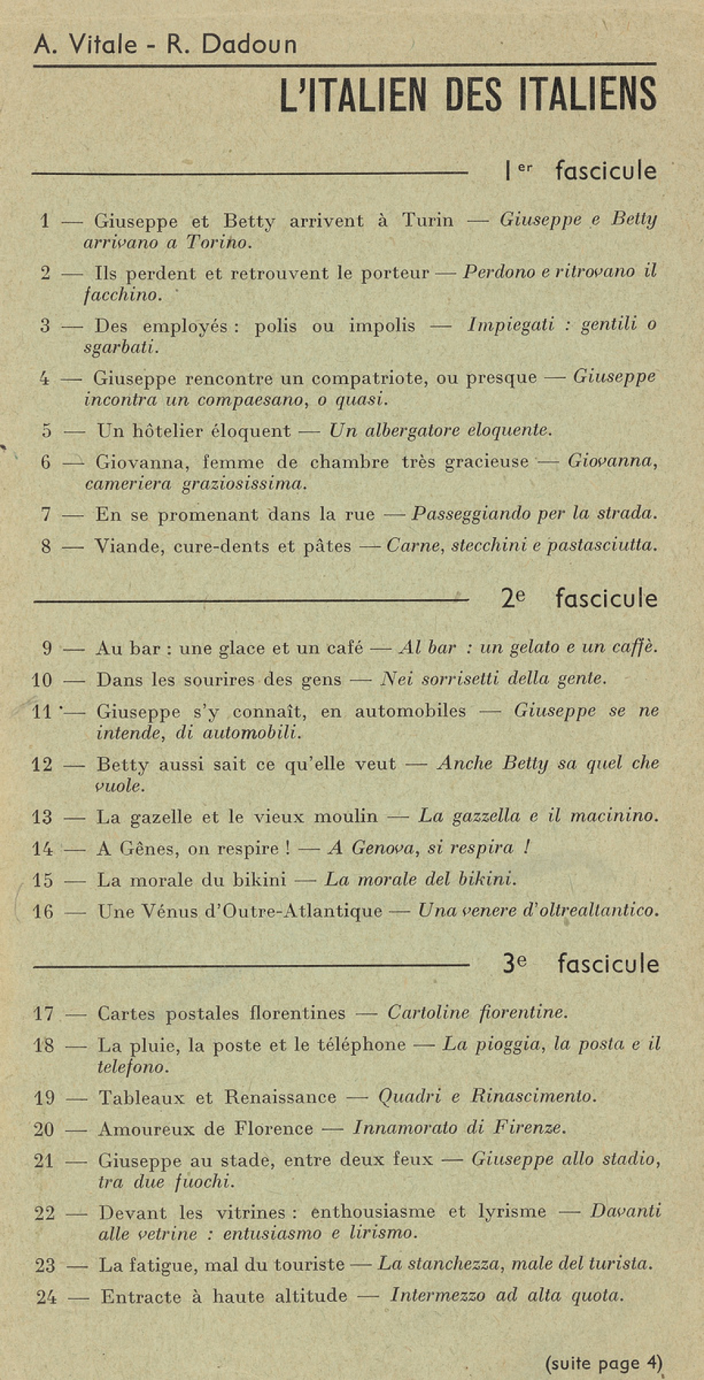 L'italien des Italiens : table des matières et index