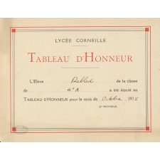 Tableaux d'honneur.                                                                                                                                                                                 
