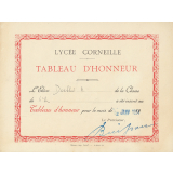 Inscription au tableau d'honneur - Lycée Corneille, Rouen, classe de 6ième A2