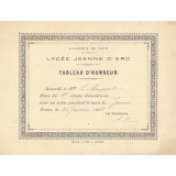 Tableau d'Honneur. Lycée Jeanne d'Arc. Rouen. 
