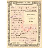 Carte d'identité scolaire. Lycée Jules Ferry, Paris IXe.