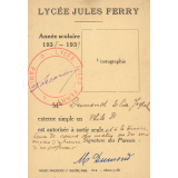 Autorisation de sortie du lycée. Lycée Jules Ferry, Paris IXe.