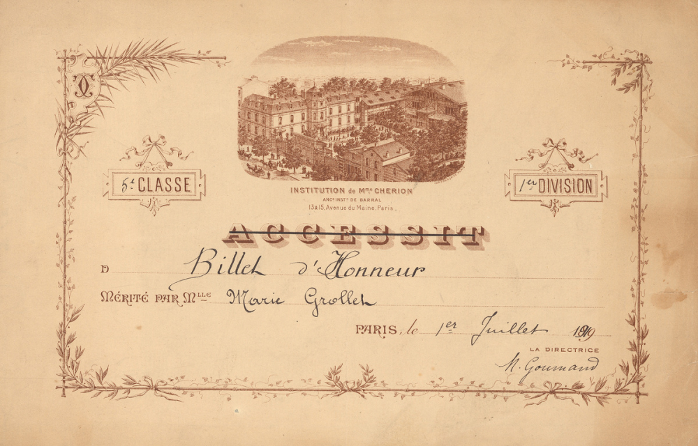 Billet d'honneur