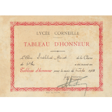 Inscription au tableau d'honneur - Lycée Corneille, Rouen, classe de 6ième A2