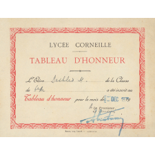 Inscription au tableau d'honneur - Lycée Corneille, Rouen, classe de 6ième A2