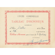 Inscription au tableau d'honneur - Lycée Corneille, Rouen, classe de 6ième A2