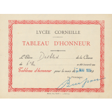 Inscription au tableau d'honneur - Lycée Corneille, Rouen, classe de 6ième A2