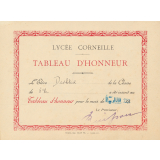 Inscription au tableau d'honneur - Lycée Corneille, Rouen, classe de 6ième A2