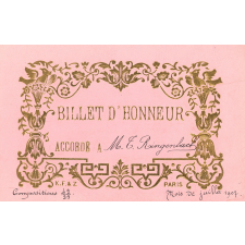 Billet d'honneur accordé à M. T. Ringenbach, Compositions 42/25, mois de juillet 1907
