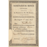 Ex-praemio . Seminarium Minus Costense.