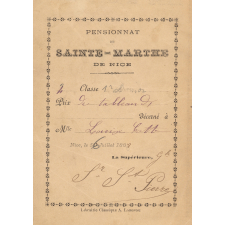 Ex-praemio . Pensionnat de Sainte-Marthe de Nice.