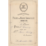 Ex-praemio . Pensionnat des Filles de Marie Immaculée Arbois.