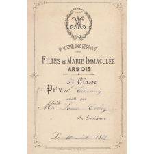 Ex-praemio . Pensionnat des Filles de Marie Immaculée Arbois.