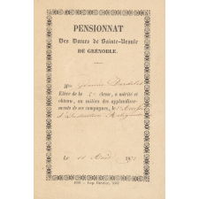 Ex-praemio . Pensionnat des Dames de Sainte-Ursule de Grenoble.