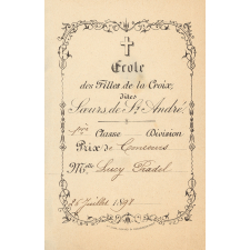 Ex-praemio . Ecole des Filles de la Croix dites Soeurs de St André.