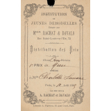 Ex-praemio . Institution de Jeunes demoiselles dirigée par Melles Rachat & Davalo Rue Saint-Louis-en-l'Ile, 73.