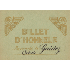 Billets d'honneur.
