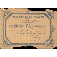 Billet d'honneur.