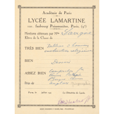 Mentions obtenues par Melle Madeleine Lavigne.