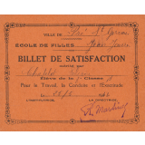 2 billets de satisfaction. Ville du Pré Saint-Gervais. Ecole de filles Jean Jaurès.