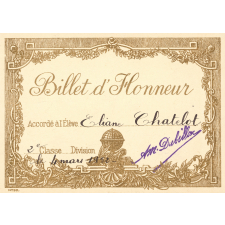 Billet d'honneur.