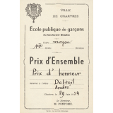 Prix d'Ensemble. Prix d'honneur de l'École publique de garçons du boulevard Chasles. Ville de Chartres. 