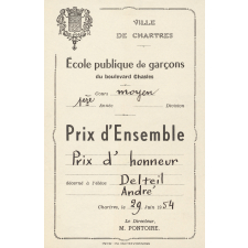 Prix d'Ensemble. Prix d'honneur de l'École publique de garçons du boulevard Chasles. Ville de Chartres. 