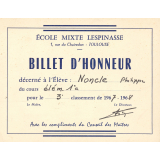 Billet d'honneur