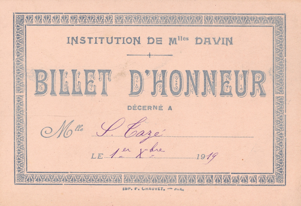 Billet d'honneur