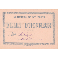 Billet d'honneur