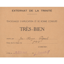 Témoignage d'application et de bonne conduite