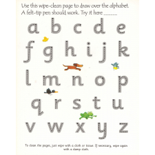 Letters to copy, Sticker Learning Book with wipe-clean alphabet pages.