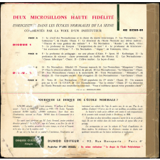 Le disque de l'Ecole Normale : Instituteurs, Institutrices