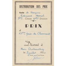 Ex-praemio . Ecole de garçons Edouard Herriot.