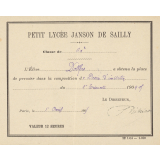 Ex-praemio . Petit lycée Janson de Sailly.