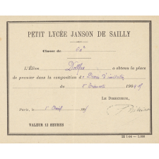 Ex-praemio . Petit lycée Janson de Sailly.
