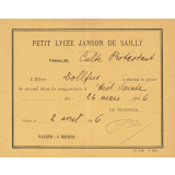 Ex-praemio . Petit lycée Janson de Sailly.