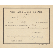 Ex-praemio . Petit lycée Janson de Sailly.