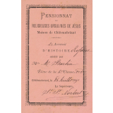 Ex-praemio. Pensionnat des Religieuses Ursulines de Jésus. Maison de Châteaubriant.
