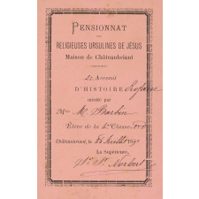 Ex-praemio. Pensionnat des Religieuses Ursulines de Jésus. Maison de Châteaubriant.