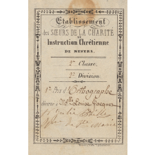 Ex-praemio . Etablissement des Soeurs de la Charité et Instruction chrétienne de Nevers.