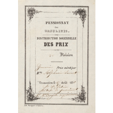 Ex-praemio . Pensionnat des Ursulines.