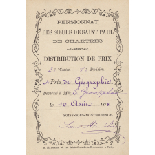 Ex-praemio . Pensionnat des soeurs de Saint-Paul de Chartres.