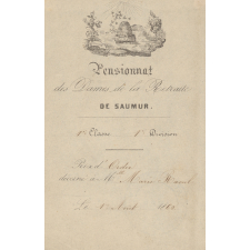 Ex-praemio . Pensionnat des Dames de la Retraite de Saumur.