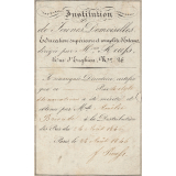 Ex-praemio . Institution de Jeunes Demoiselles. Education supérieure et complète d'Externes, dirigée par Mmes Reufs, Rue d'Enghien, N°26.